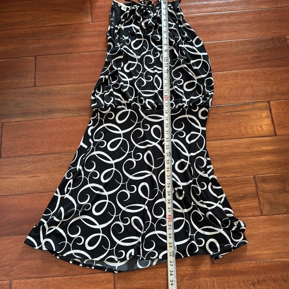 Dress Barn Sleeveless Black Cream Curlicue Scribble Pattern Dress Size 10 - Picture 8 of 8